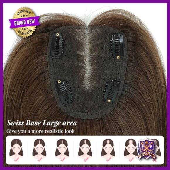 12 Inch Human Hair Topper Swiss Base 4x4.8 Large Cover Thinning Hair main image 4